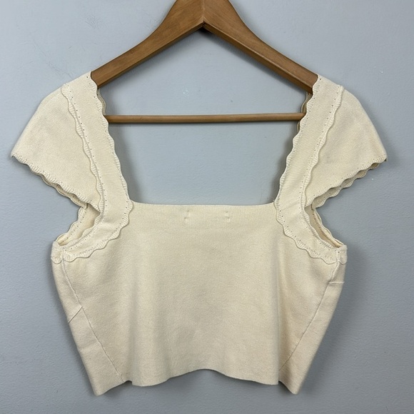 Anthropologie By Anthropologie Cropped Sweater Tee Sz M - Picture 8 of 11